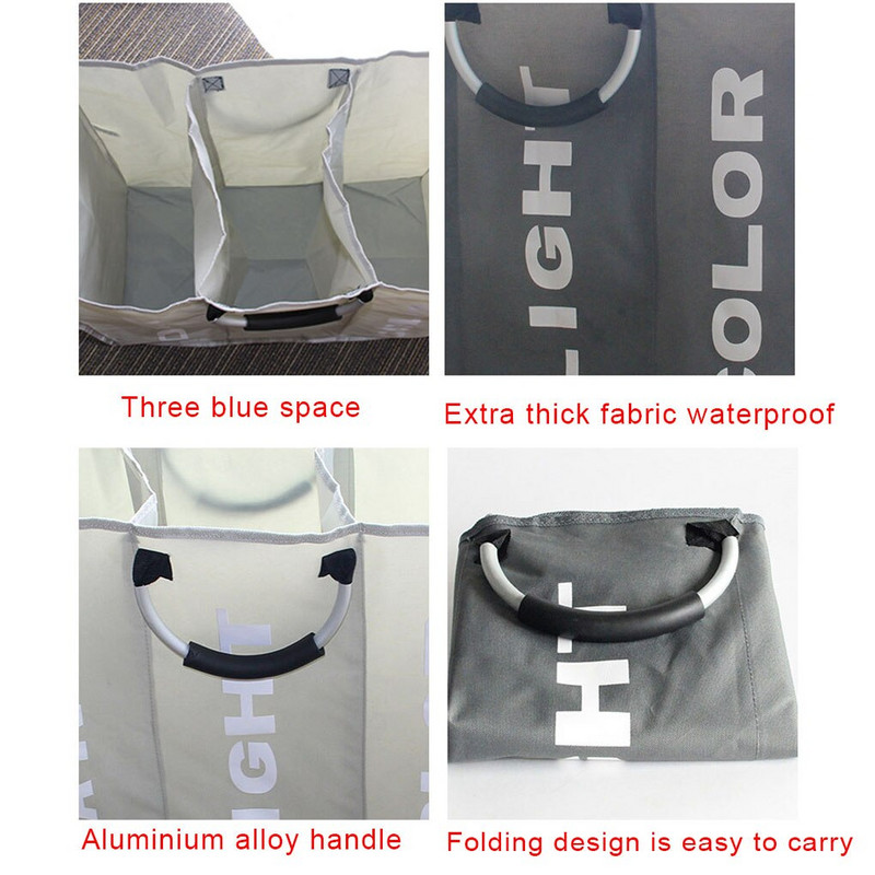 3 grotelių sulankstomi vandeniui atsparūs skalbinių krepšeliai su rankenomis Buitinė trukdo skalbimui Nešvarių drabužių laikymo krepšelio tvarkyklė