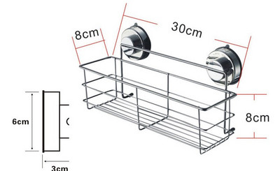 Fürdőszoba polc rendszerező zuhany tároló állvány rozsdamentes acél falra szerelhető WC sampon tartó fúrás nélkül vákuum szívókorong