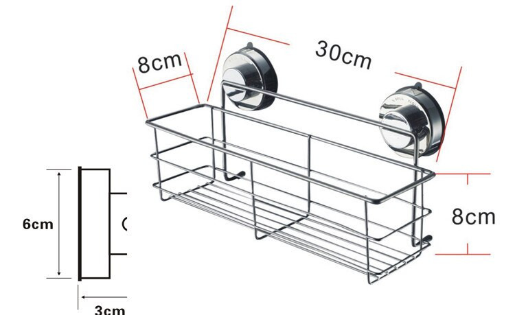 Fürdőszoba polc rendszerező zuhany tároló állvány rozsdamentes acél falra szerelhető WC sampon tartó fúrás nélkül vákuum szívókorong