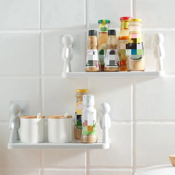 Ράφια ραφιών δημιουργικής κουζίνας για φινίρισμα καρυκευμάτων για οικιακό μπάνιο τοίχου χωρίς τρύπες με σχάρα αποθήκευσης γάντζου Οργάνωση μπάνιου