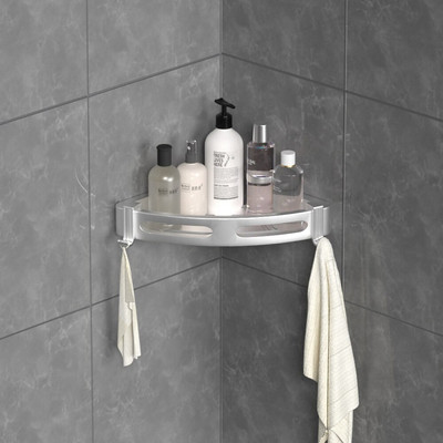 Accesorii de duș Suport de depozitare pentru baie Suport fără perforare montat pe perete Baie Accesorii pentru depozitare pentru baie Raft de colț triunghi