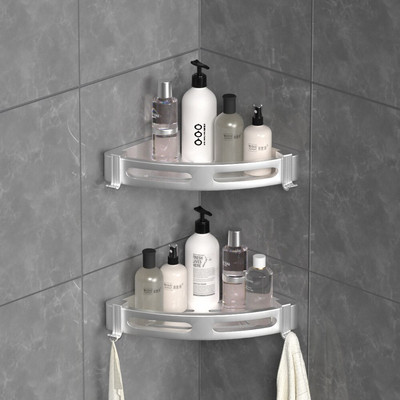 Accesorii de duș Suport de depozitare pentru baie Suport fără perforare montat pe perete Baie Accesorii pentru depozitare pentru baie Raft de colț triunghi