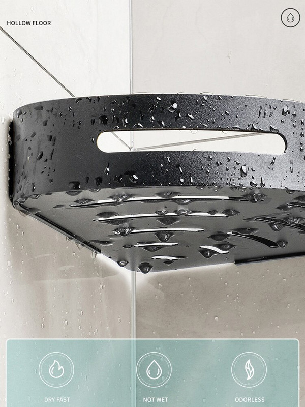 Accesorii de duș Suport de depozitare pentru baie Suport fără perforare montat pe perete Baie Accesorii pentru depozitare pentru baie Raft de colț triunghi