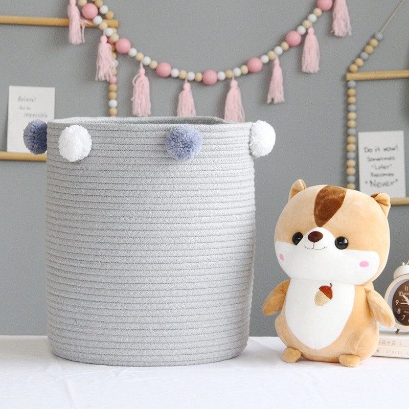 1kom višenamjenska košara za rublje Ručno tkana kutija za pohranu raznih stvari Košara za rublje od pamučnog užeta sklopiva