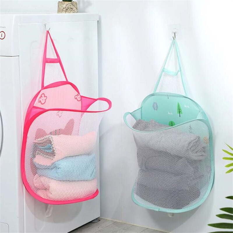 Összehajtható mosodai kosár Fürdőszoba Tároló Ruha Szervező Háztartási Tároló Vödör Falra akasztható Tárolókosár