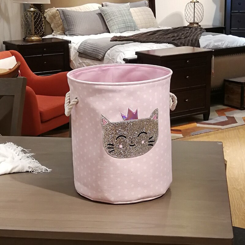 Piszkos szennyes kosár Rózsaszín hattyú rendszerező kosár húzózsinór Tárolókosarak játékokhoz könyvek D35XH40cm