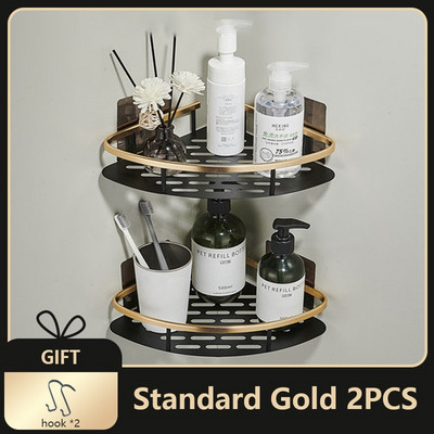 Vonios kambario kampinė lentyna be gręžimo Nerūdijanti erdvė Aliuminis dušo laikiklis Šampūno laikiklis Vonios kambario priedai