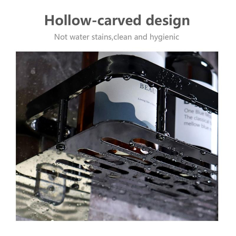 Vonios kambario lentynos be smūgių Sieninės šampūno laikymo lentynos, skirtos virtuvės laikikliui, kvadratinis aliuminio vonios laikiklio priedas