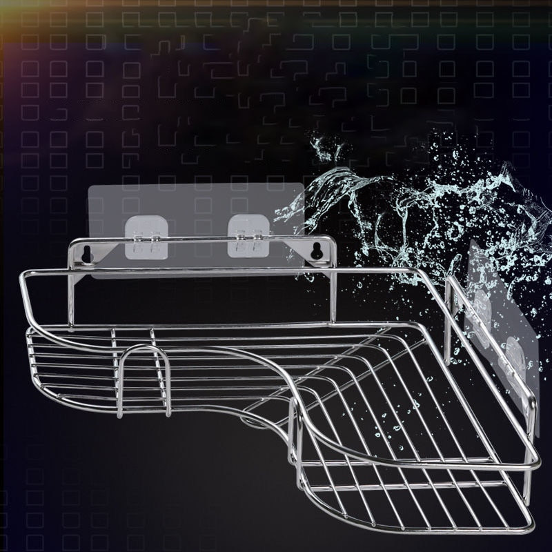 Suport de colț Love din oțel inoxidabil neperforat Bucătărie Baie Dormitor Suport de depozitare Trepied îngroșat Raft de depozitare