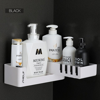 Fürdőszoba polc Sarokpolcok Sampon tartó Konyhai tároló állvány rendetlenség zuhany rendszerező fal Fürdőszoba kiegészítők Ingyenes lyukasztás