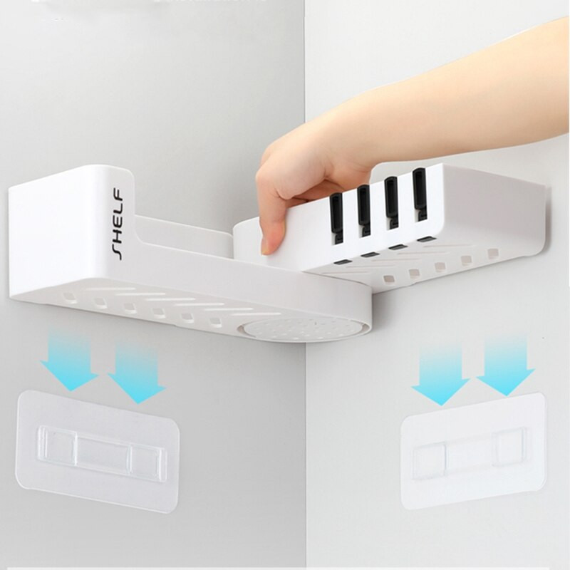 Fürdőszoba polc Sarokpolcok Sampon tartó Konyhai tároló állvány rendetlenség zuhany rendszerező fal Fürdőszoba kiegészítők Ingyenes lyukasztás