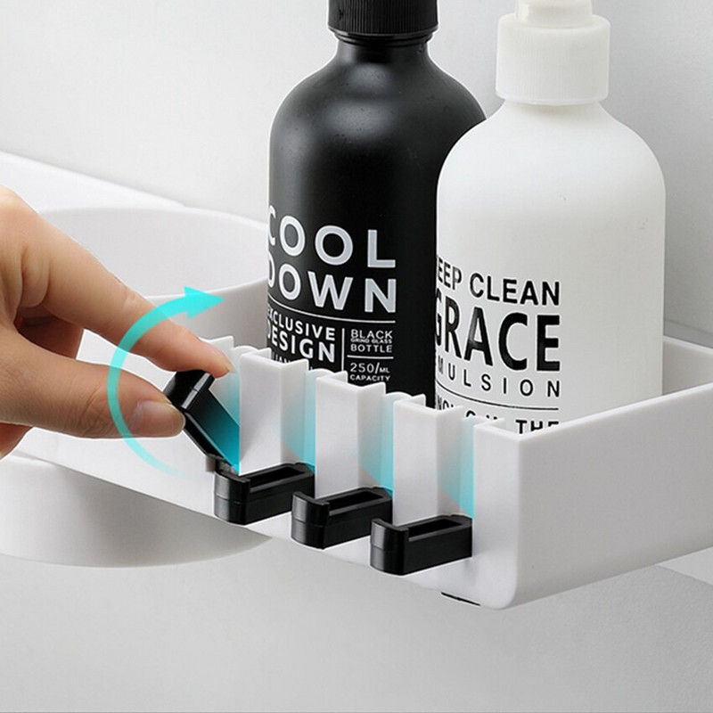 Fürdőszoba polc Sarokpolcok Sampon tartó Konyhai tároló állvány rendetlenség zuhany rendszerező fal Fürdőszoba kiegészítők Ingyenes lyukasztás