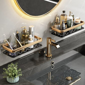 Prabangios vonios lentynos be gręžimo Nerūdijančios aliuminio dušo sieninės lentynos šampūnas rankšluosčių laikiklis Vonios kambario tvarkyklės priedas