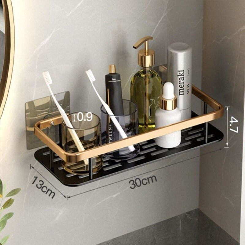 Prabangios vonios lentynos be gręžimo Nerūdijančios aliuminio dušo sieninės lentynos šampūnas rankšluosčių laikiklis Vonios kambario tvarkyklės priedas