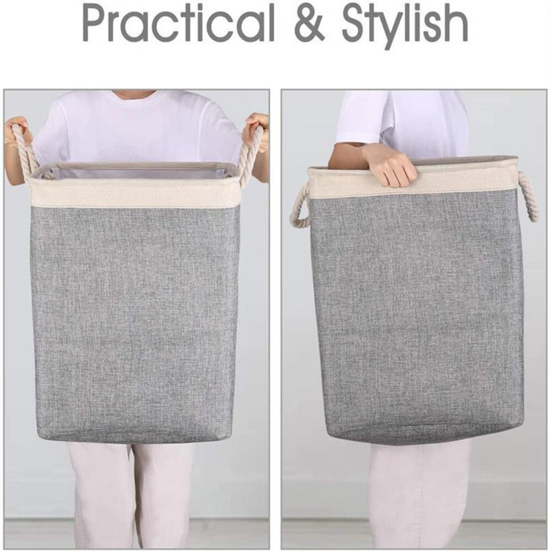 Coș de depozitare Coșuri țesătură pliabilă Haine murdare Bumbac frânghie Mâner pliabil Economisește spațiu Coș de rufe durabil