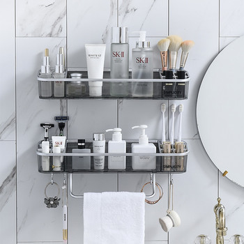 Ράφια μπάνιου χωρίς τρυπάνι με πετσέτα οργάνωσης μακιγιάζ Επιτοίχια οργάνωση περιποίησης επιδερμίδας Μπάνιο καλλυντικά σαμπουάν ράφι αποθήκευσης
