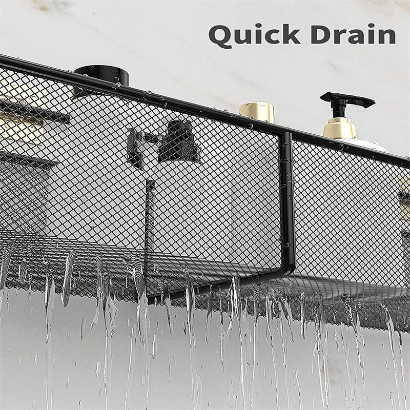 Konyhai lyukasztó sarokkeret zuhanypolc Kovácsoltvas sampon tároló állványtartó tapadókoronggal Fürdőszoba Kiegészítők Fürdőszoba