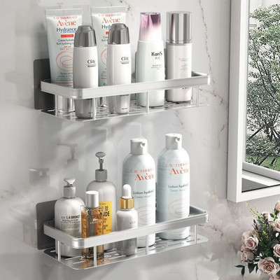 Fürdőszoba polcfal fúrás nélkül Rozsdaálló alumínium polc sampon törölközőtartó Fürdőszoba luxus rendező tartozék