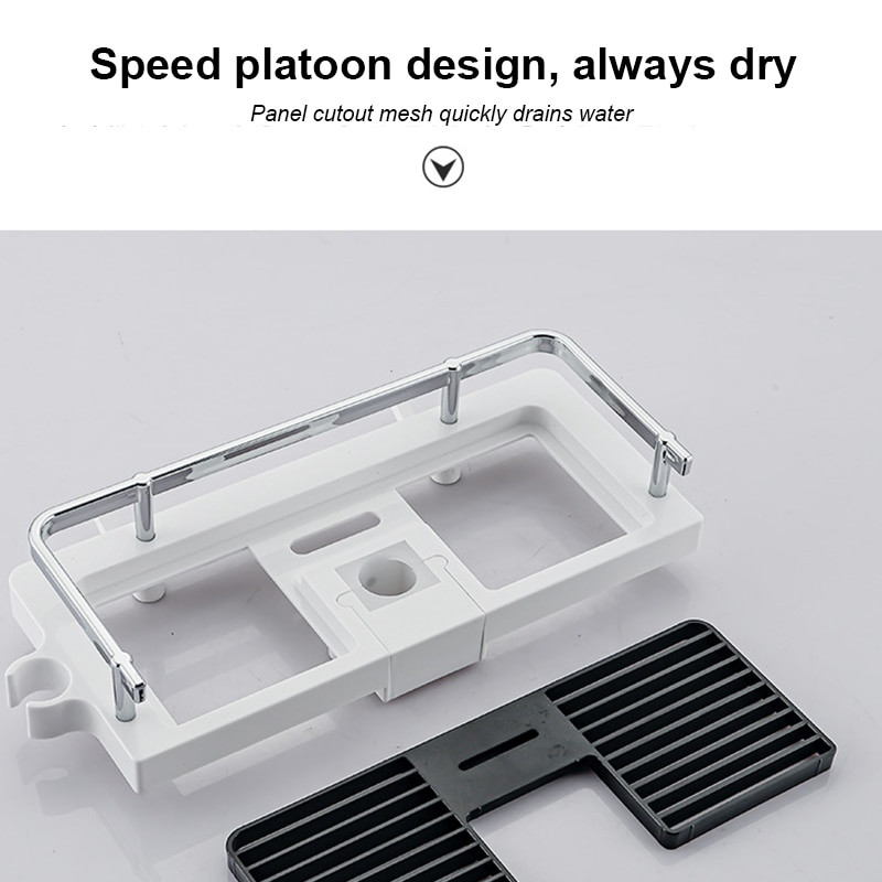 Багажник за съхранение на душ Органайзер за баня Полюсни рафтове Стойка за табла за шампоан Едноетажна без пробиване Повдигаща щанга Държач за душ кабина