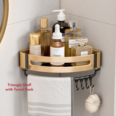 Prabangus vonios lentynų rinkinys trikampis kampinis dušo laikiklis Sieninė lentyna tualeto lentyna Organizatorius Vonios baldų komplektai Auksiniai