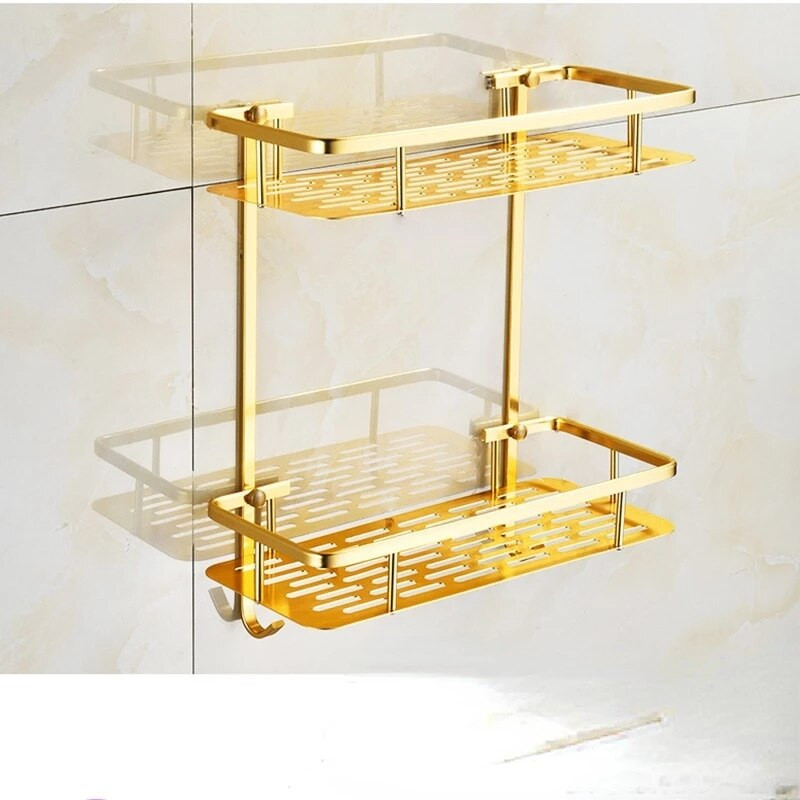 Kabantys vonios lentynos Vonios kambario lentynų tvarkytuvas 2 sluoksnių kampinė lentyna be smūgio šampūno laikiklis laikymo stovas tualeto krepšelio laikiklis