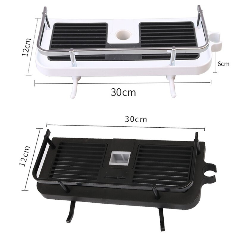 Zuhany tároló tartó állvány Fürdőszoba Emelőrúd Tartó tálca Lyukasztás nélkül ABS szervező fürdőszobai polc