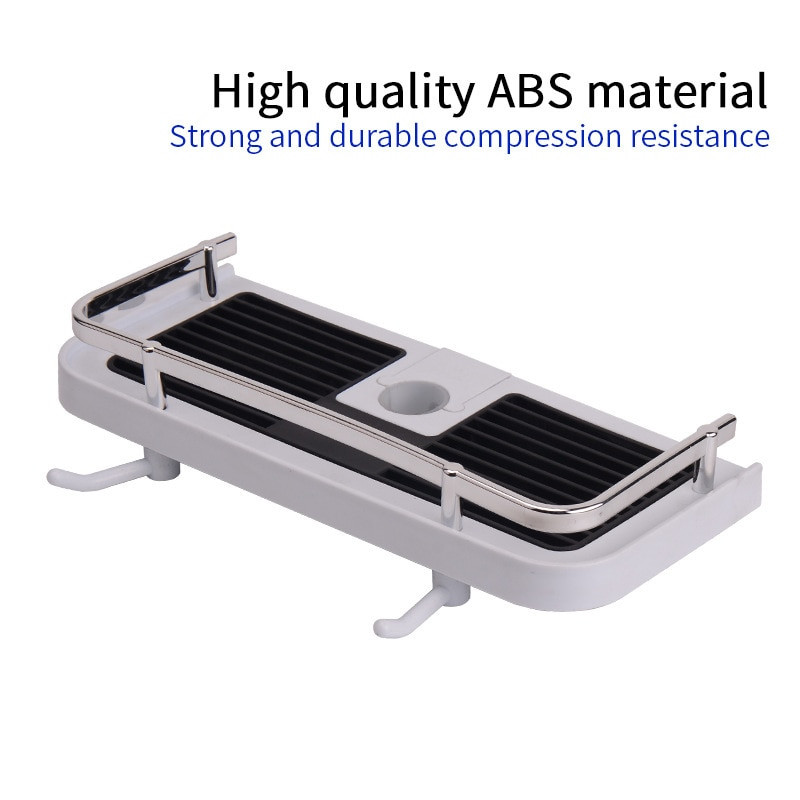 Zuhany tároló tartó állvány Fürdőszoba Emelőrúd Tartó tálca Lyukasztás nélkül ABS szervező fürdőszobai polc