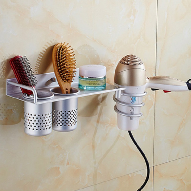 1 vnt. plaukų džiovintuvo laikiklis be smūgio sieninio plaukų džiovintuvo laikymo krepšelio šukų šepetys garbanojimo lazdelės laikymo stovas Vonios įtaisai