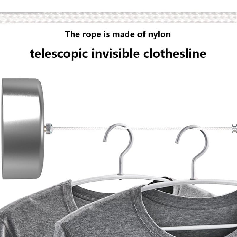 Ištraukiama patalpų drabužių kabykla, virvė, pritvirtinta prie sienos, kabykla, rankšluosčių džiovinimo kabykla, lanksti drabužių linija Vonios drabužių džiovintuvas