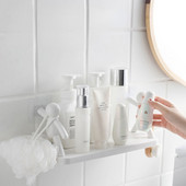 Konyhai fűszerkeverő polcok fali háztartási lyukmentes fürdőszobához horgos tárolóállvánnyal Fürdőszoba-rendező doboz