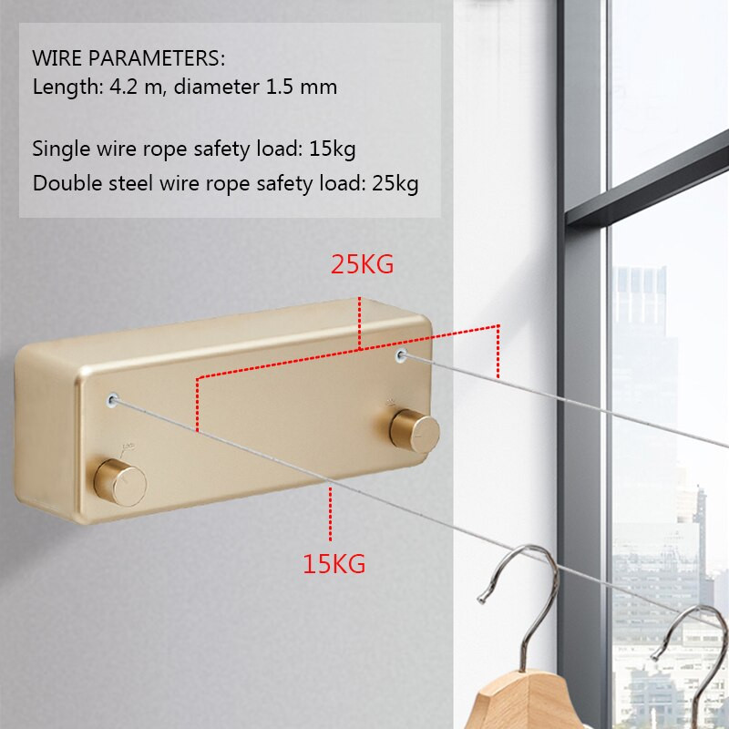 Viduje ir lauke ištraukiama skalbinių džiovyklė be perforavimo drabužių džiovintuvas 25 kg / 4,2 m drabužių linija balkonas skalbinių džiovinimas iškrovimas