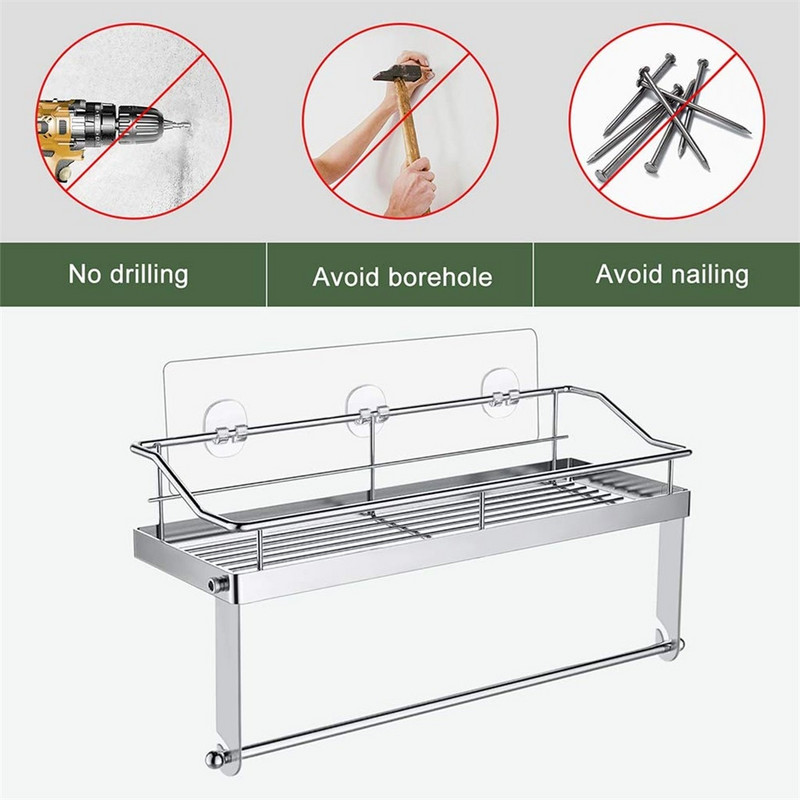 304 Nerūdijančio plieno lentyna Buitinė sieninė laikymo lentyna Vonios kambario Tualeto laikymo lentyna audinių rankšluosčių lentyna
