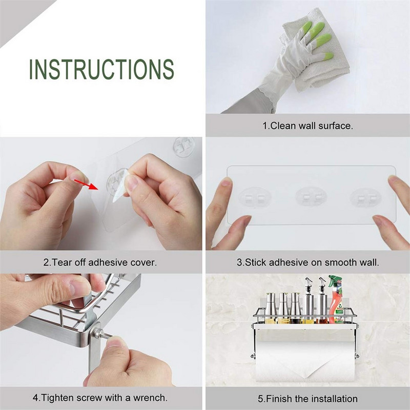 304 Nerūdijančio plieno lentyna Buitinė sieninė laikymo lentyna Vonios kambario Tualeto laikymo lentyna audinių rankšluosčių lentyna