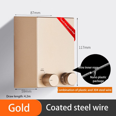 Неударна прибираща се въже за бельо Хотелска стенна стойка за сушене на дрехи Вътрешна стоманена тел Невидим органайзер Закачалка за пране