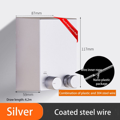 Неударна прибираща се въже за бельо Хотелска стенна стойка за сушене на дрехи Вътрешна стоманена тел Невидим органайзер Закачалка за пране