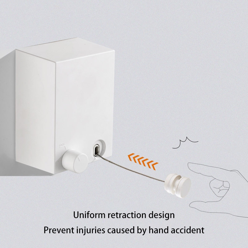 Неударна прибираща се въже за бельо Хотелска стенна стойка за сушене на дрехи Вътрешна стоманена тел Невидим органайзер Закачалка за пране