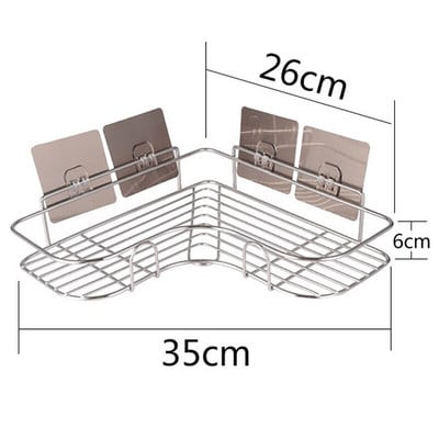 Rozsdamentes acél tároló állvány lyukasztás nélküli konyhai WC falra akasztható fürdőszobai rendszerező tartozékok Sarokpolc lefolyókészlet