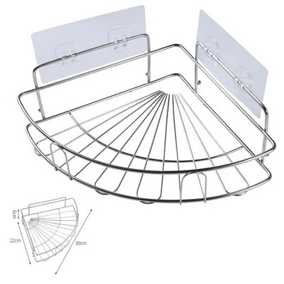 Rozsdamentes acél tároló állvány lyukasztás nélküli konyhai WC falra akasztható fürdőszobai rendszerező tartozékok Sarokpolc lefolyókészlet