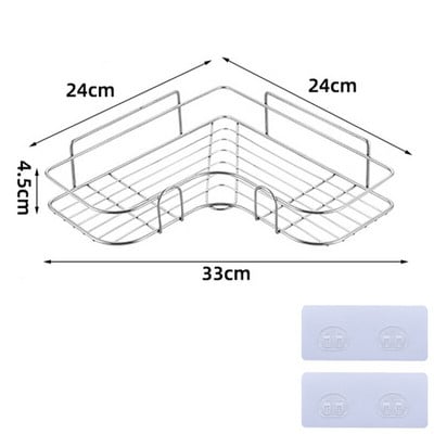 Rozsdamentes acél tároló állvány lyukasztás nélküli konyhai WC falra akasztható fürdőszobai rendszerező tartozékok Sarokpolc lefolyókészlet