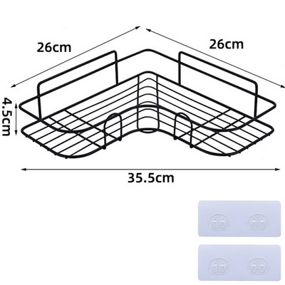 Rozsdamentes acél tároló állvány lyukasztás nélküli konyhai WC falra akasztható fürdőszobai rendszerező tartozékok Sarokpolc lefolyókészlet