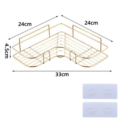 Rozsdamentes acél tároló állvány lyukasztás nélküli konyhai WC falra akasztható fürdőszobai rendszerező tartozékok Sarokpolc lefolyókészlet