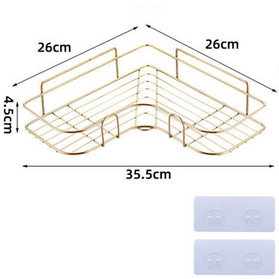 Rozsdamentes acél tároló állvány lyukasztás nélküli konyhai WC falra akasztható fürdőszobai rendszerező tartozékok Sarokpolc lefolyókészlet