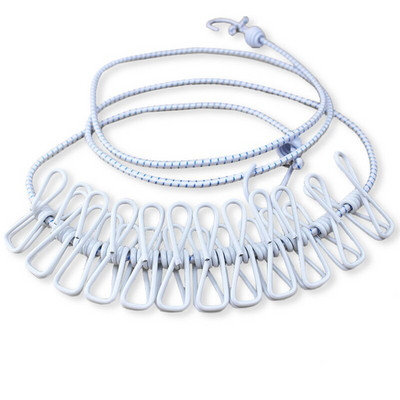 1.8M външна ветроустойчива въже за дрехи 10 цвята Преносимо еластично еластично въже за дрехи със скоби Куки Инструменти за работа на открито