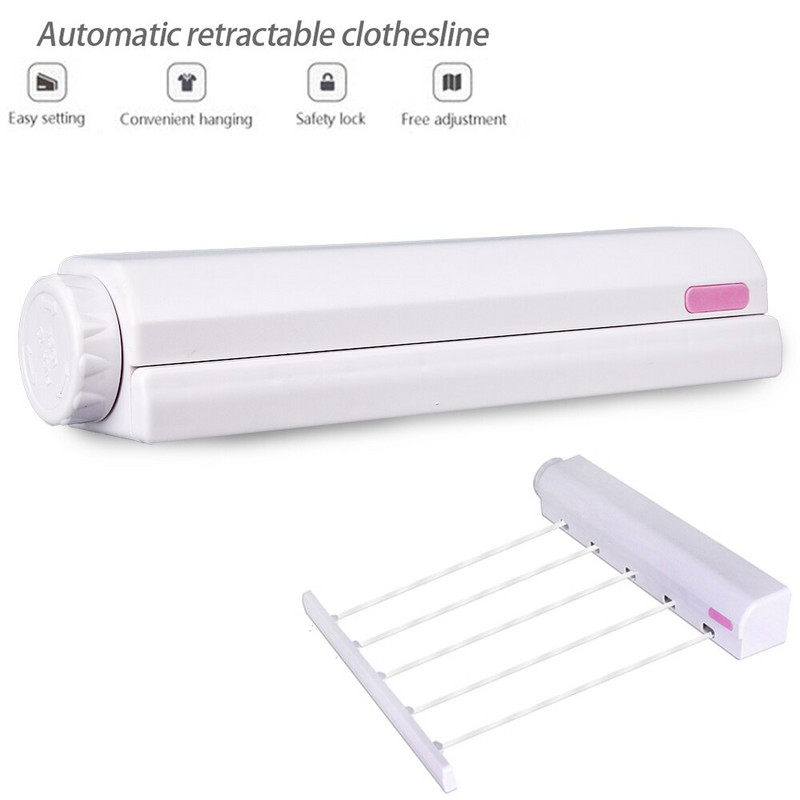3,2/3,75 M Ruhaakasztó Behúzható ruhaakasztó Beltéri, kültéri fali akasztó Fürdőszoba Teleszkópos ruhaszárító állvány