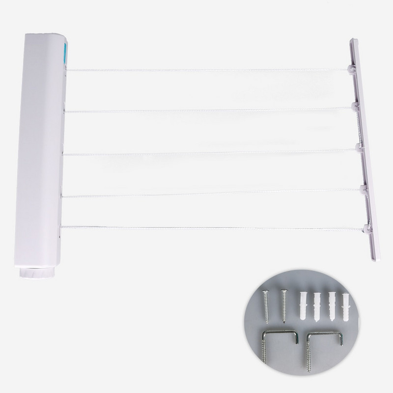 Стенна закачалка Въже за дрехи Въже 4/5 линия Прибираща се линия за дрехи Найлонова закачалка Поставка за сушене Органайзер за баня за дрехи Хавлиена кърпа