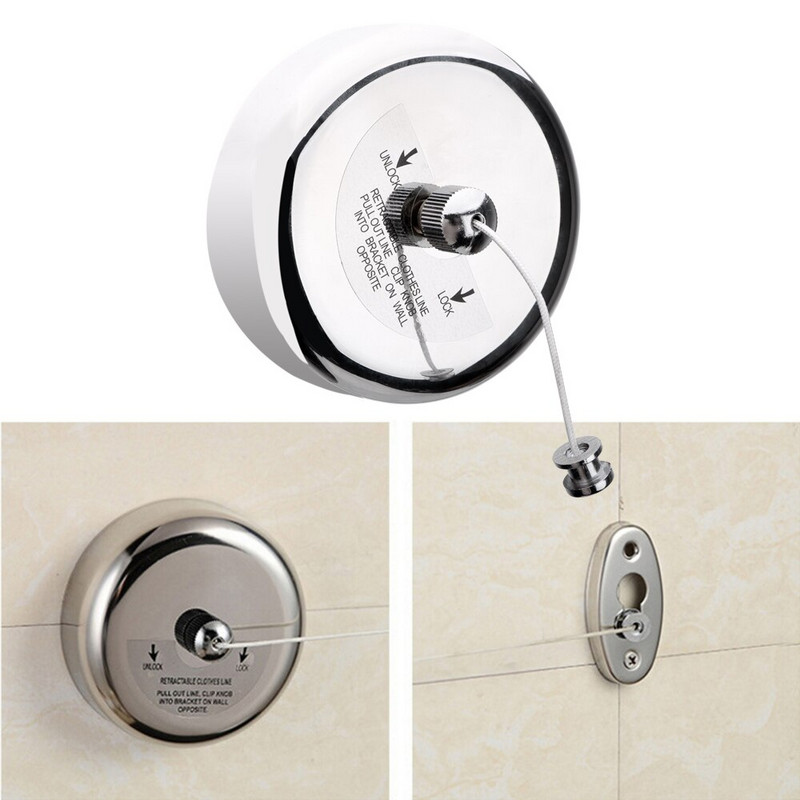 Поставка за сушене на дрехи Въже Домашно съхранение Неръждаема стомана Прибиращи се въжета Сушилня за дрехи Организатор Закачалка за пране