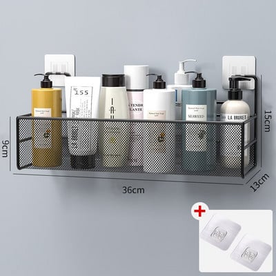 Zuhanyfali polc Falra szerelhető fürdőszobai polcok Tároló állvány WC WC Kiegészítők Konyha Ingyenes Punch Fűszertároló kosarak