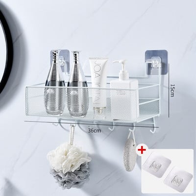 Zuhanyfali polc Falra szerelhető fürdőszobai polcok Tároló állvány WC WC Kiegészítők Konyha Ingyenes Punch Fűszertároló kosarak