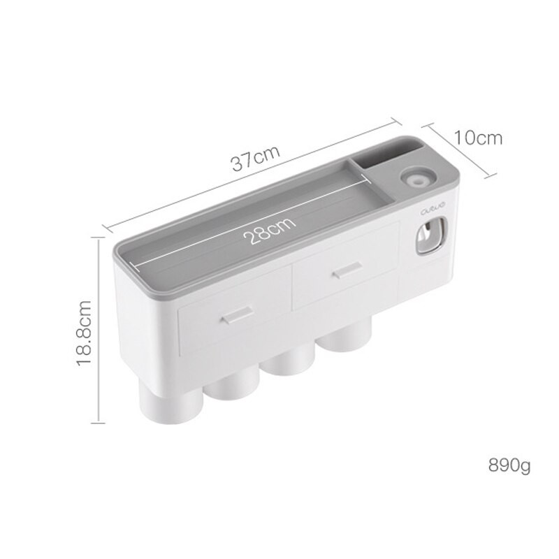Suport pentru distribuitor automat de pastă de dinți pentru 2/3/4 căni Organizator pentru accesorii de baie Suport de depozitare pentru articole de toaletă multifuncțională