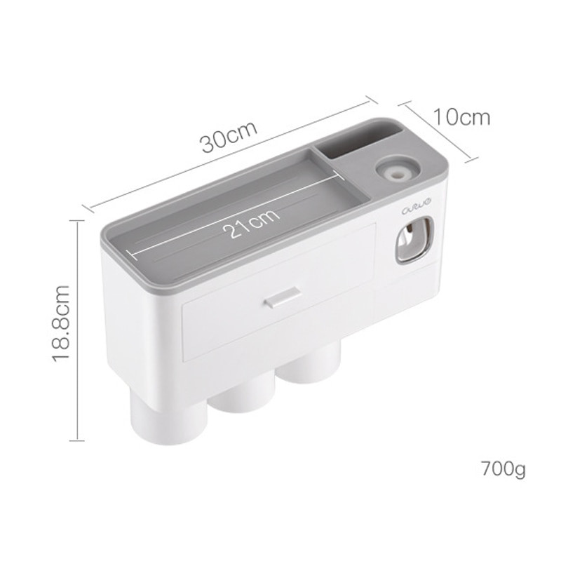 Suport pentru distribuitor automat de pastă de dinți pentru 2/3/4 căni Organizator pentru accesorii de baie Suport de depozitare pentru articole de toaletă multifuncțională